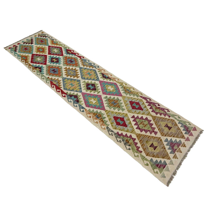 Afghan Vegetable Kilim Rug 2' 6" x 10' 1" Flat-Weave | No. AL113840