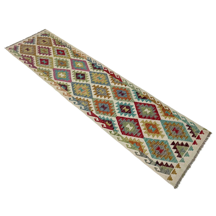 Afghan Vegetable Kilim Rug 2' 6" x 10' 1" Flat-Weave | No. AL113840