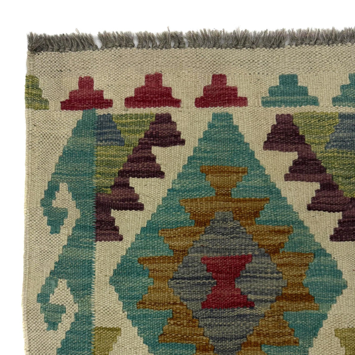Afghan Vegetable Kilim Rug 2' 6" x 10' 1" Flat-Weave | No. AL113840
