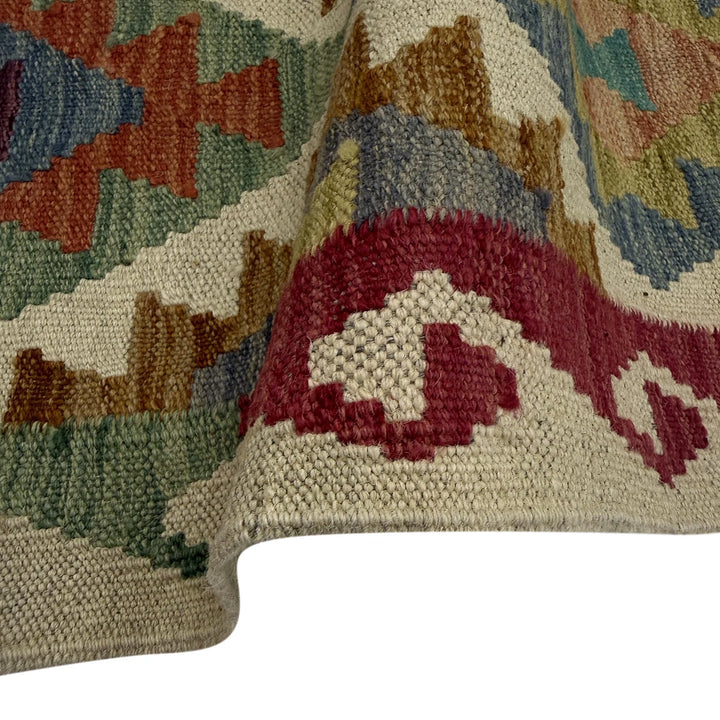 Afghan Vegetable Kilim Rug 2' 6" x 10' 1" Flat-Weave | No. AL113840