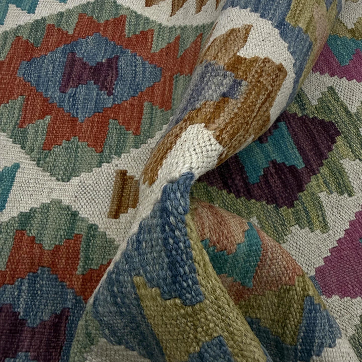 Afghan Vegetable Kilim Rug 2' 6" x 10' 1" Flat-Weave | No. AL113840