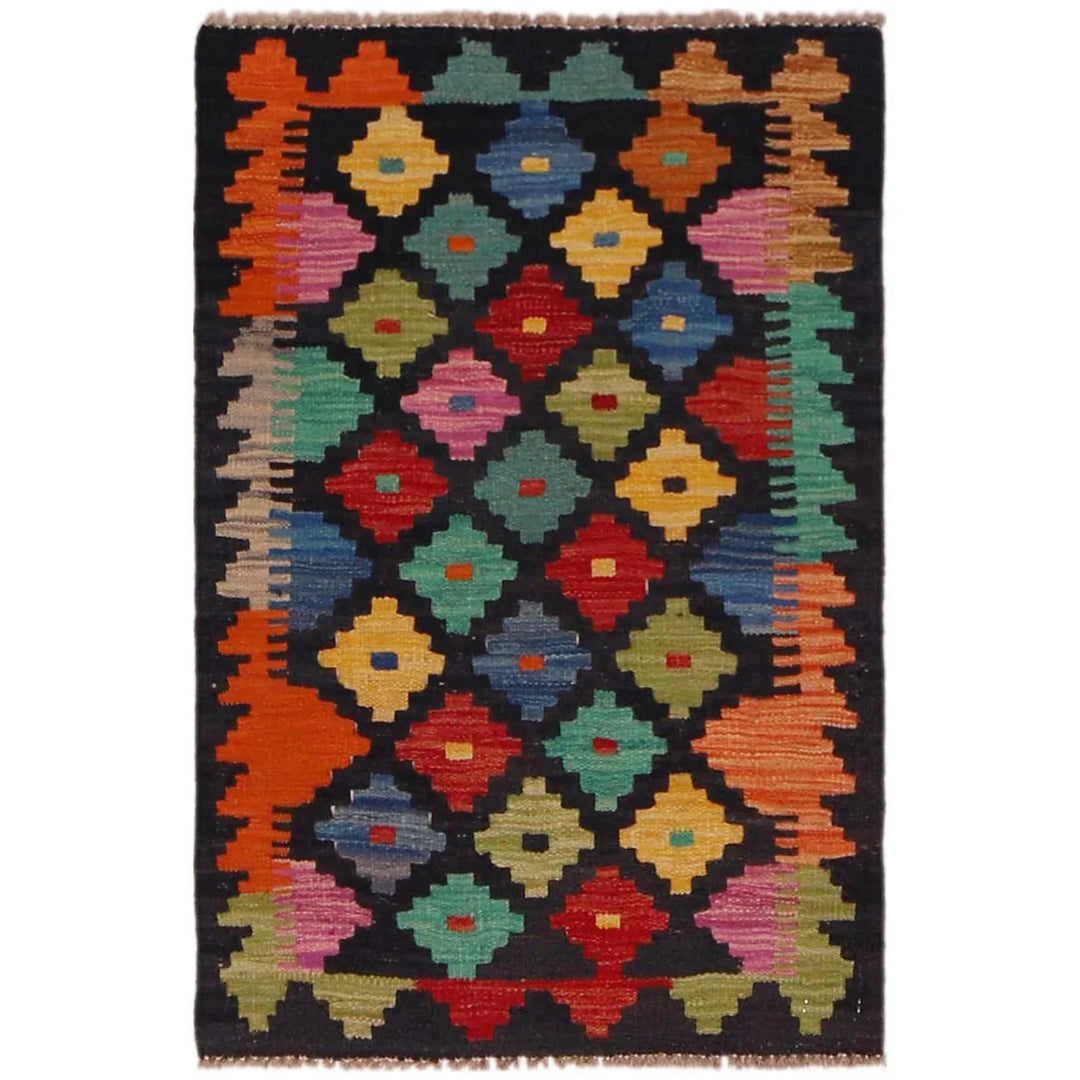 Afghan Kilim Rug 2' 0" x 3' 0" Flat-Weave | No. AL11387