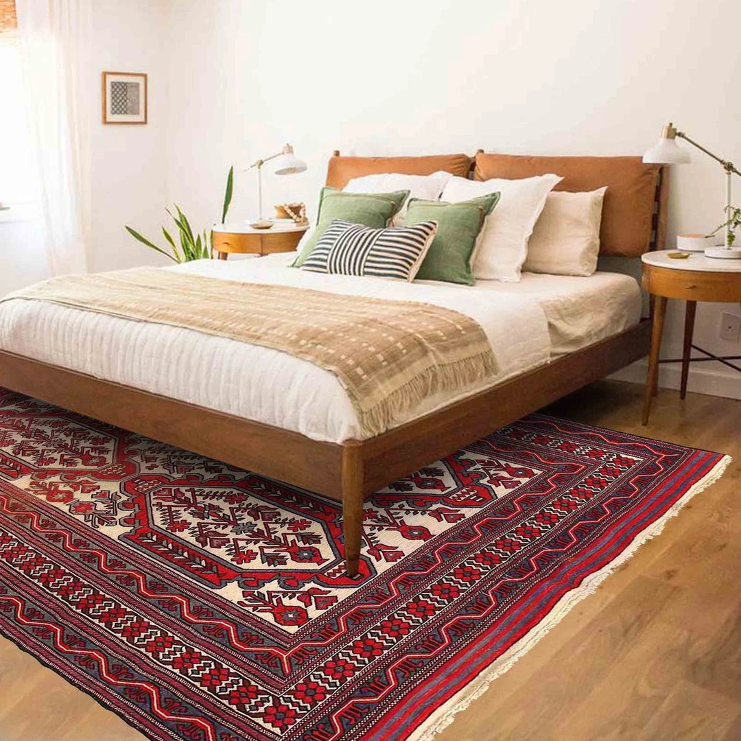 Afghan Kilim Rug 6' 6" x 8' 11" Flat-Weave | No. AL11444