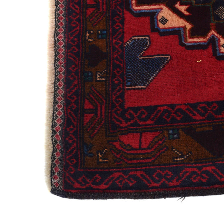 Red Afghan Baluchi Rug 2' 8" x 4' 9" Hand-Knotted | No. AL11463