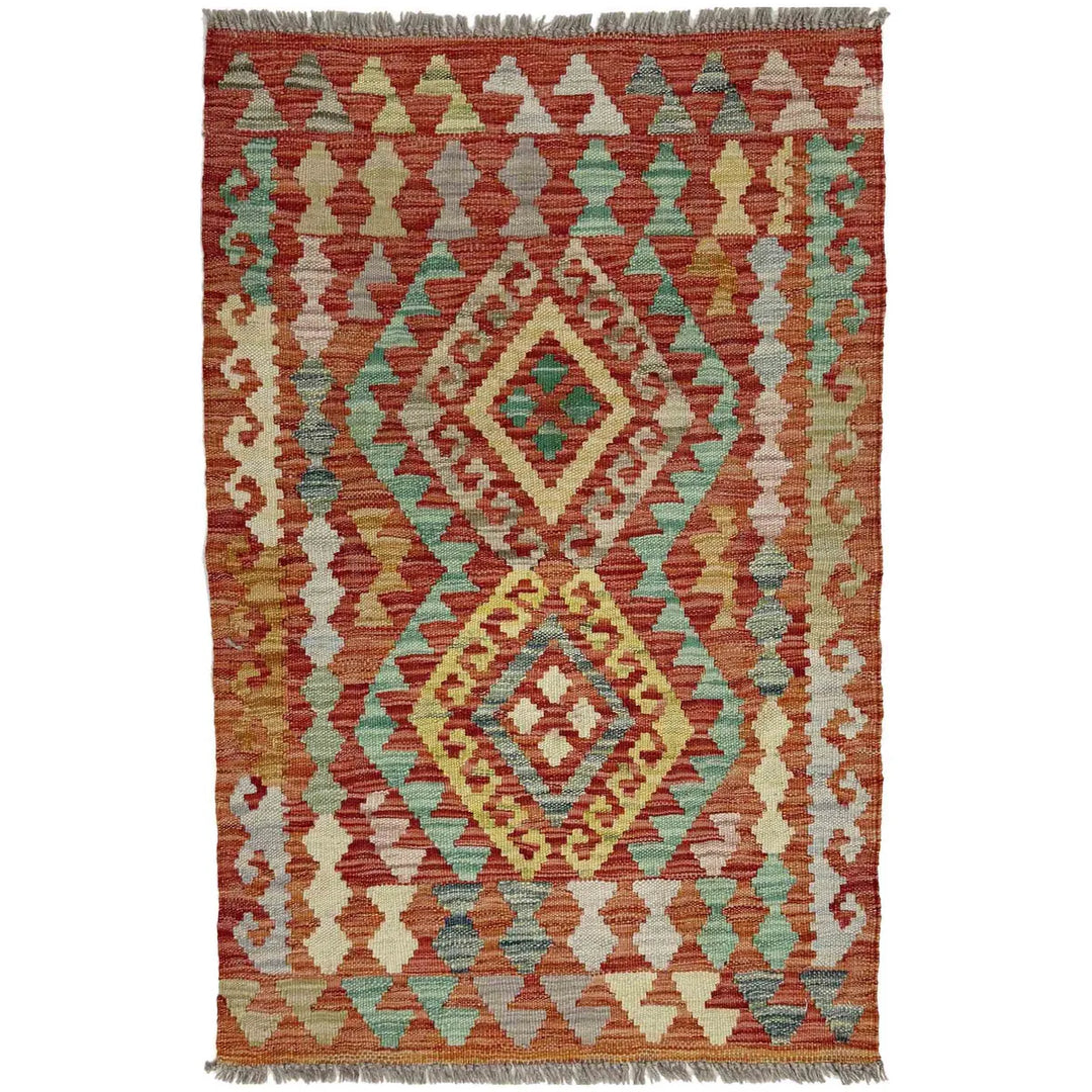 Afghan Vegetable Kilim Rug 2' 0" x 3' 1" Flat-Weave | No. AL114825