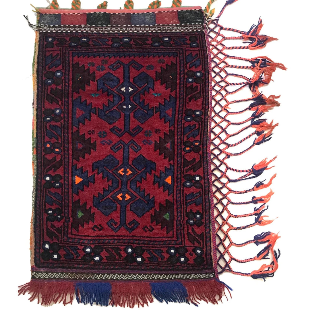 Red Afghan Balisht Rug 1' 7" x 2' 8" Hand-Knotted | No. AL11508