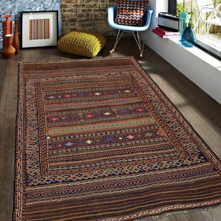 Afghan Laghari Kilim Rug 4' 0" x 6' 4" Hand-Knotted | No. AL11524