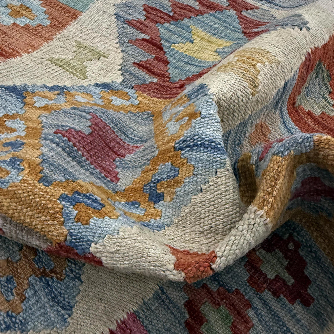 Afghan Vegetable Kilim Rug 2' 7" x 3' 10" Flat-Weave | No. AL115394