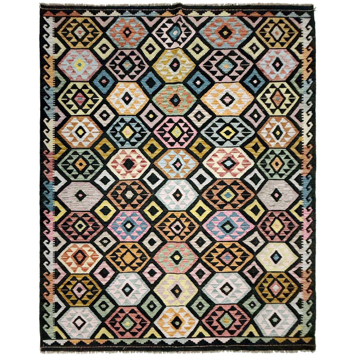 Afghan Vegetable Kilim Rug 6' 7" x 9' 9" Flat-Weave | No. AL115490