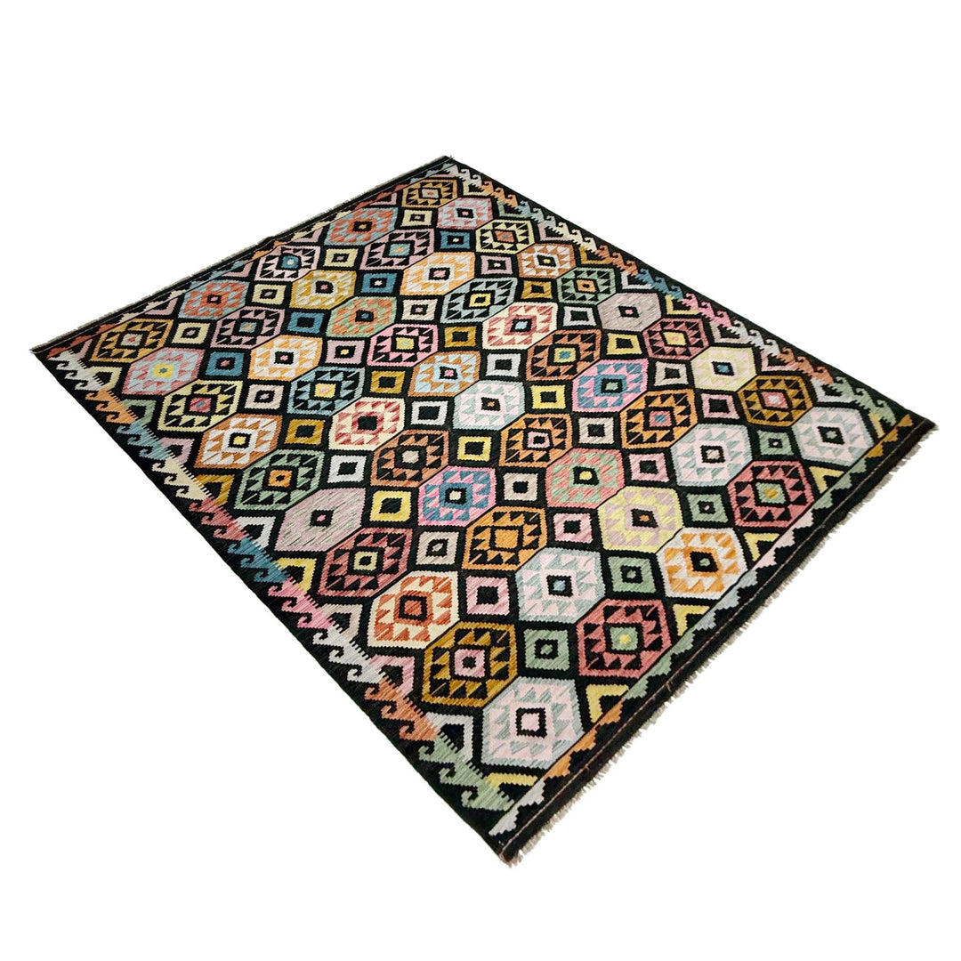 Afghan Vegetable Kilim Rug 6' 7" x 9' 9" Flat-Weave | No. AL115490
