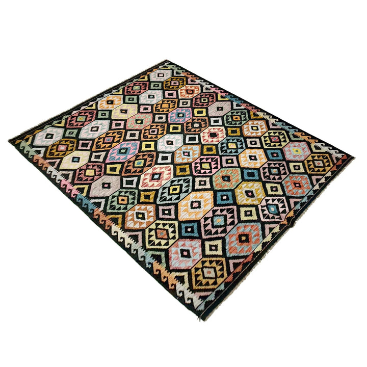 Afghan Vegetable Kilim Rug 6' 7" x 9' 9" Flat-Weave | No. AL115490