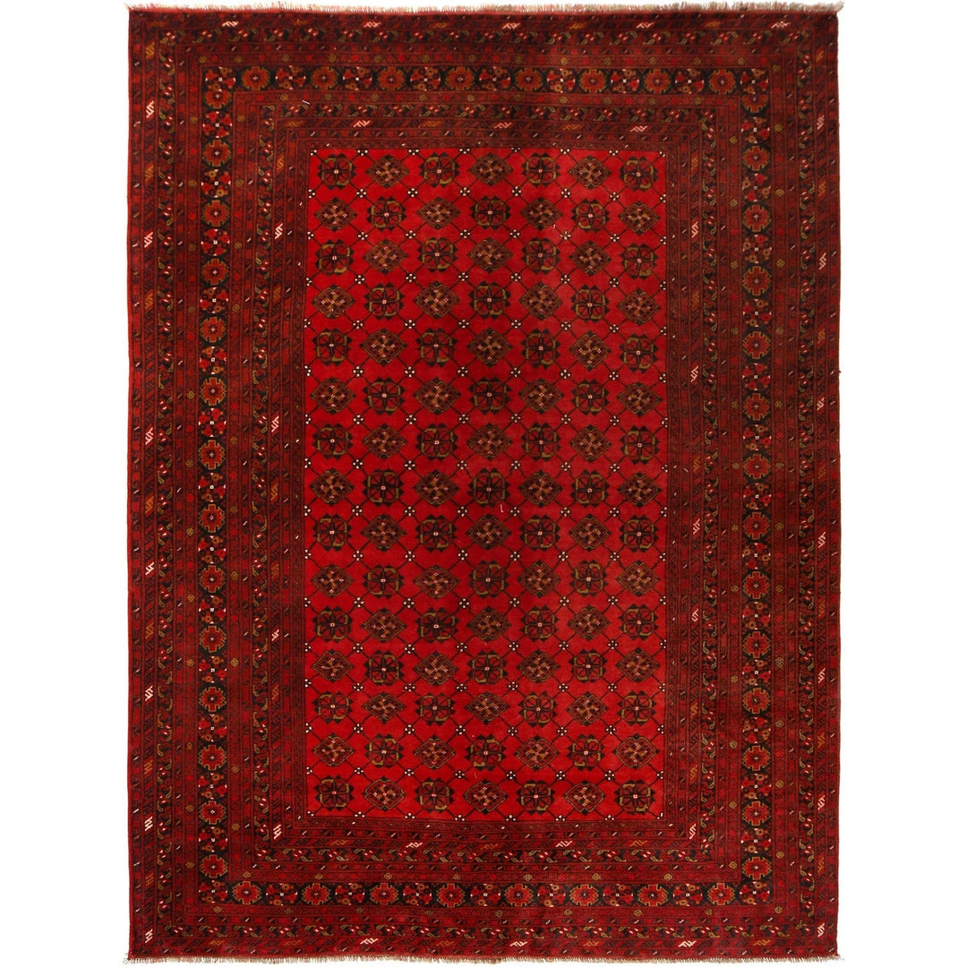 Red Afghan Khal Mohammadi Rug 7' 1" x 9' 11" Hand-Knotted | No. AL11652