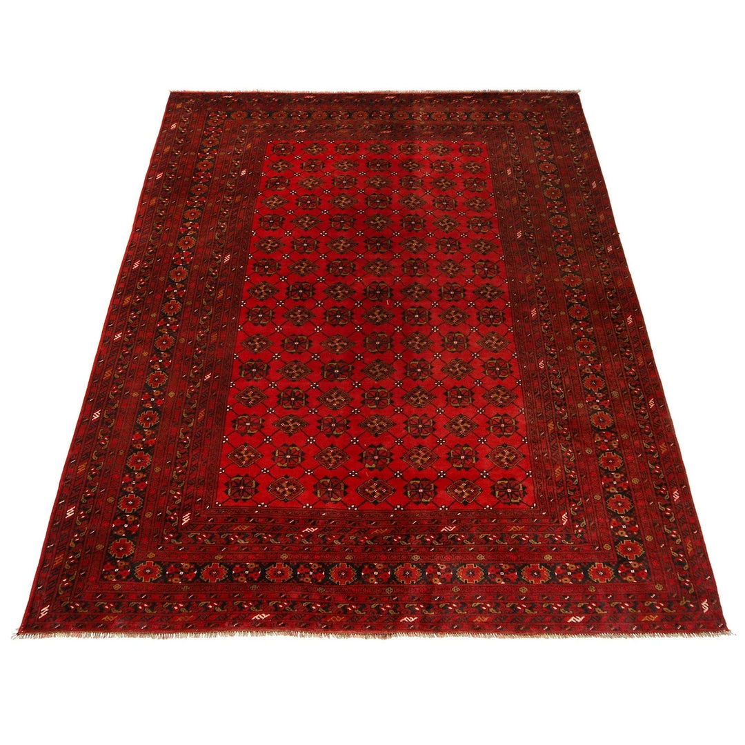 Red Afghan Khal Mohammadi Rug 7' 1" x 9' 11" Hand-Knotted | No. AL11652