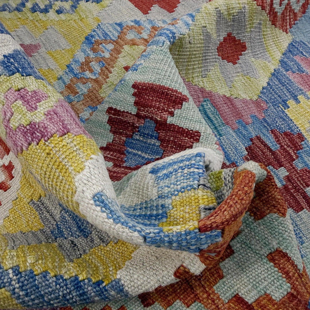 Afghan Vegetable Kilim Rug 5'1" x 6'6" Flat-Weave | No. AL116534