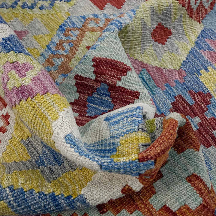 Afghan Vegetable Kilim Rug 5'1" x 6'6" Flat-Weave | No. AL116534