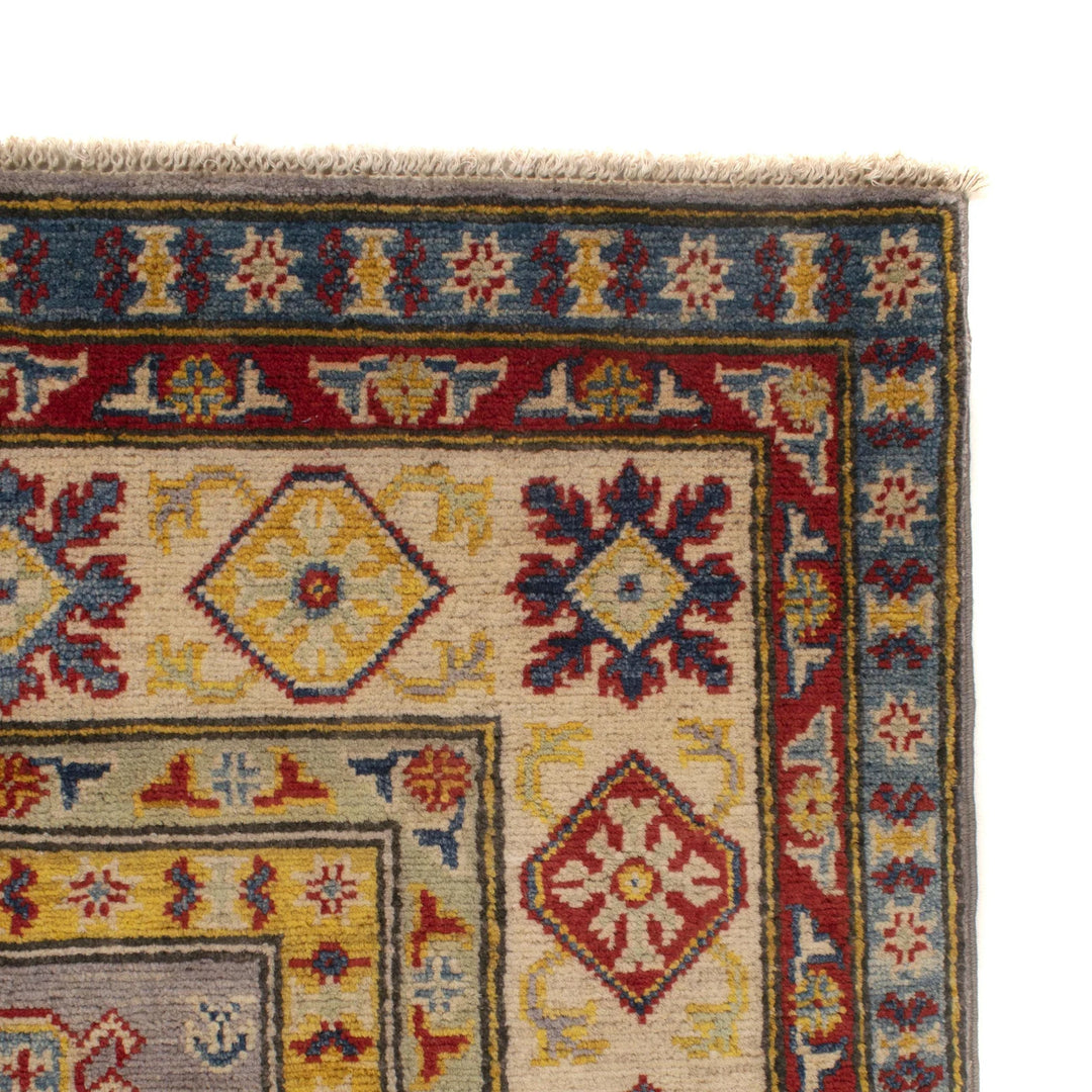 Gray Afghan Kazak Rug 4' 11" x 7' 0" Hand-Knotted | No. AL11653