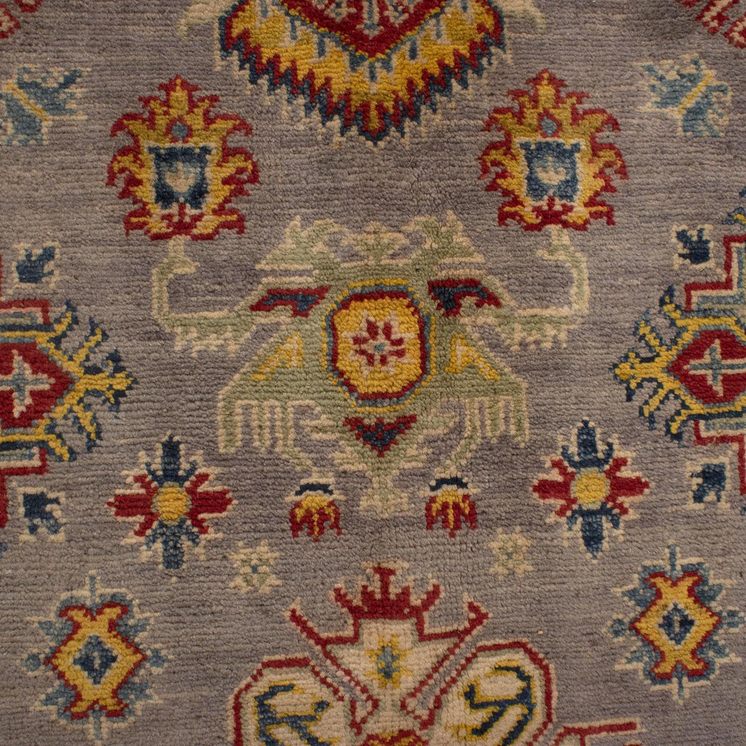Gray Afghan Kazak Rug 4' 11" x 7' 0" Hand-Knotted | No. AL11653