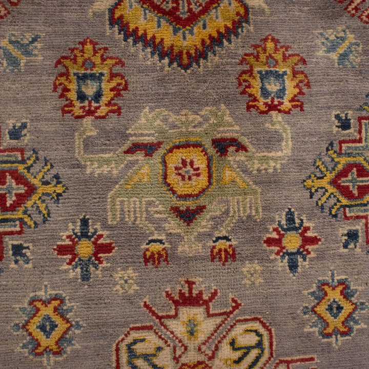Gray Afghan Kazak Rug 4' 11" x 7' 0" Hand-Knotted | No. AL11653