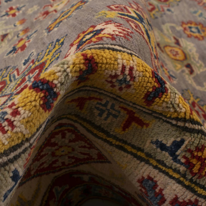 Gray Afghan Kazak Rug 4' 11" x 7' 0" Hand-Knotted | No. AL11653
