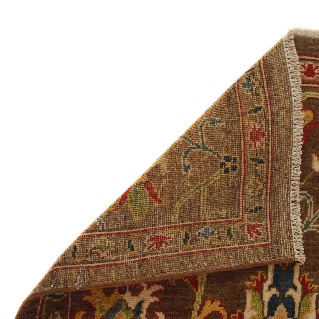 Tan Afghan Sultani Rug 3' 2" x 4' 11" Hand-Knotted | No. AL11678