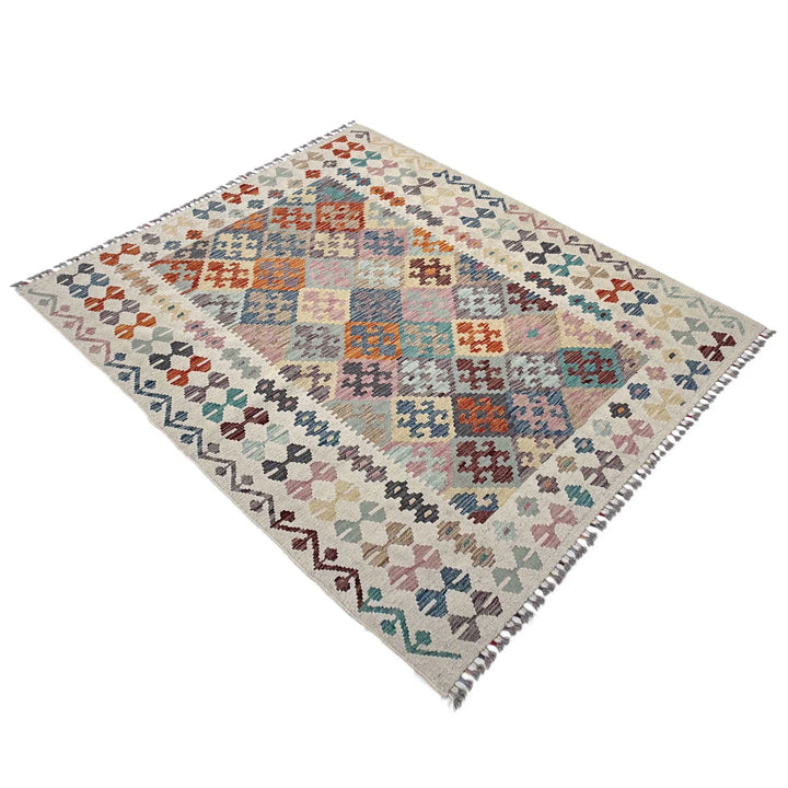 Afghan Vegetable Kilim Rug 5'1" x 6'8" Flat-Weave | No. AL11683