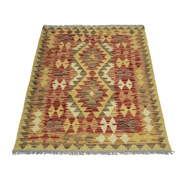 Afghan Vegetable Kilim Rug 3' 7" x 4' 5" Flat-Weave | No. AL116946