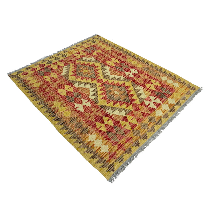 Afghan Vegetable Kilim Rug 3' 7" x 4' 5" Flat-Weave | No. AL116946