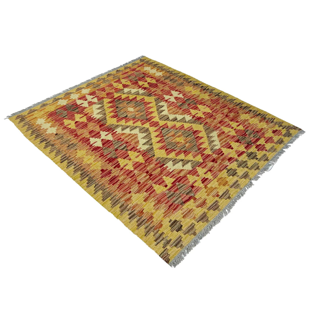 Afghan Vegetable Kilim Rug 3' 7" x 4' 5" Flat-Weave | No. AL116946