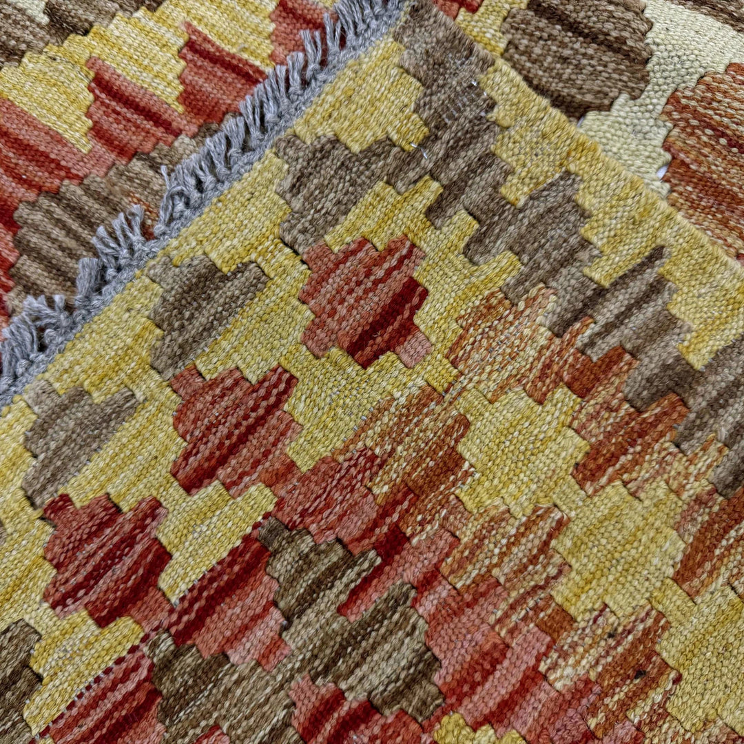 Afghan Vegetable Kilim Rug 3' 7" x 4' 5" Flat-Weave | No. AL116946