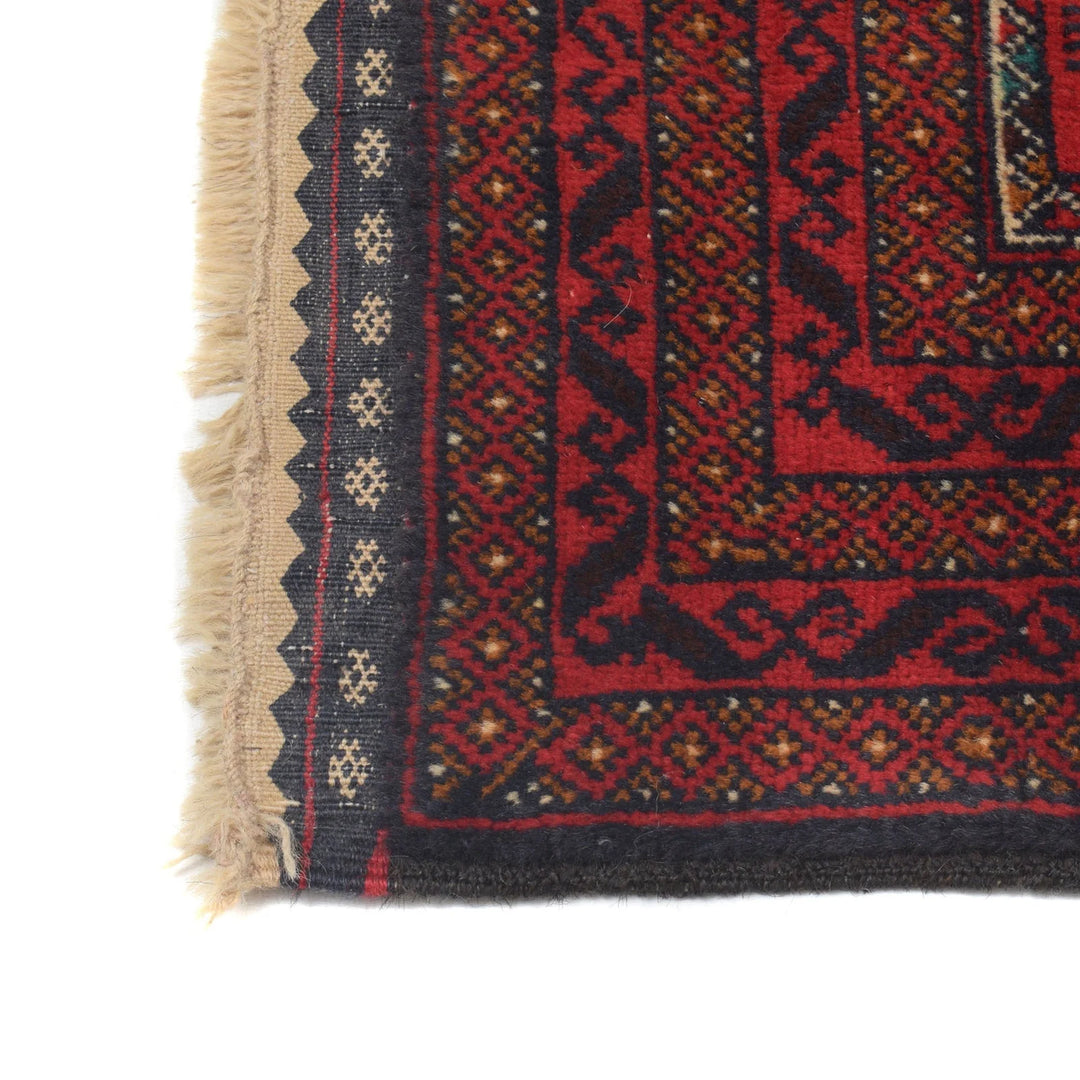 Red Afghan Prayer Rug 2' 10" x 4' 6" Hand-Knotted | No. AL11794