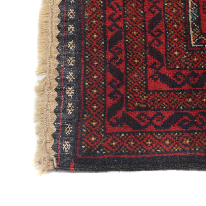Red Afghan Prayer Rug 2' 10" x 4' 6" Hand-Knotted | No. AL11794