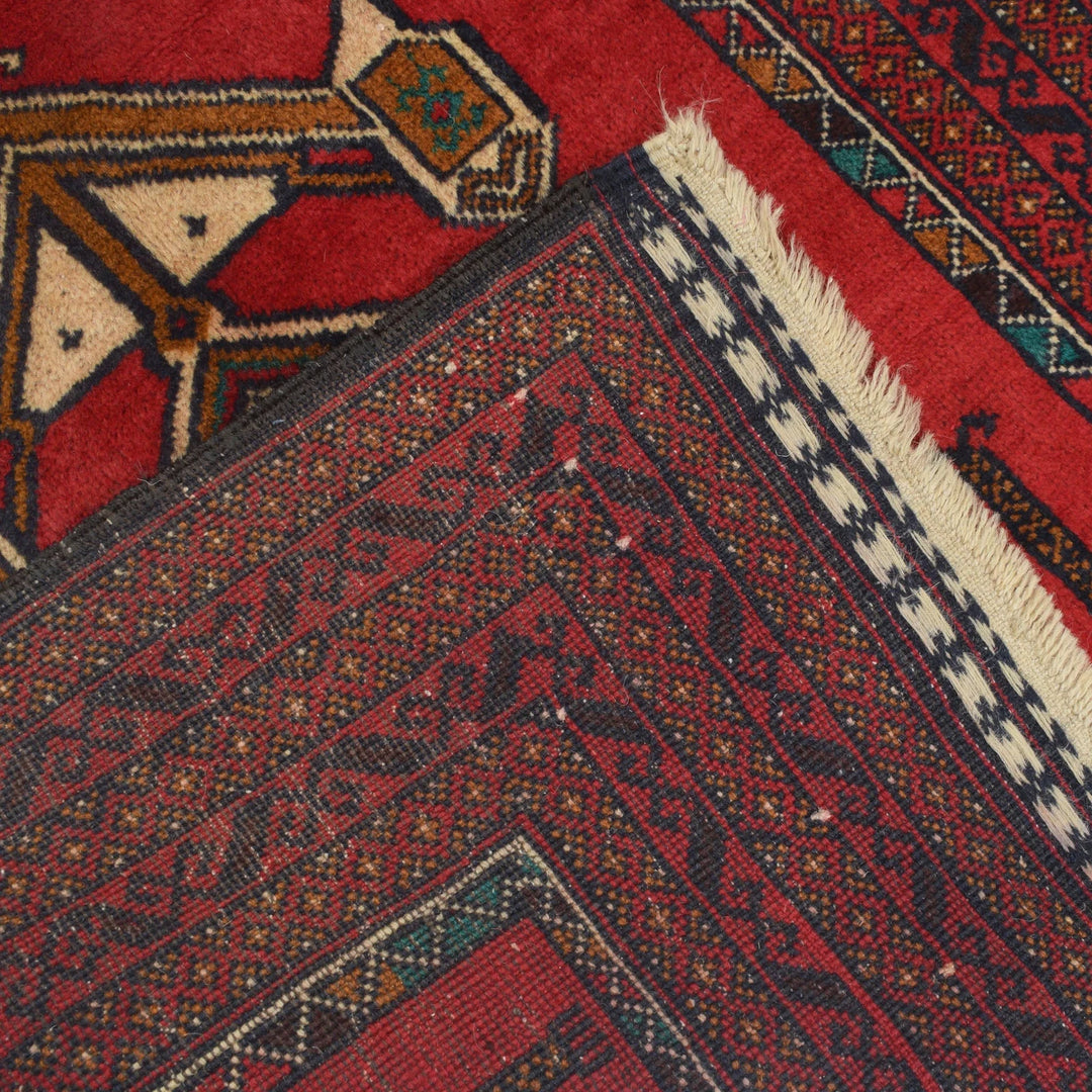 Red Afghan Prayer Rug 2' 10" x 4' 6" Hand-Knotted | No. AL11794