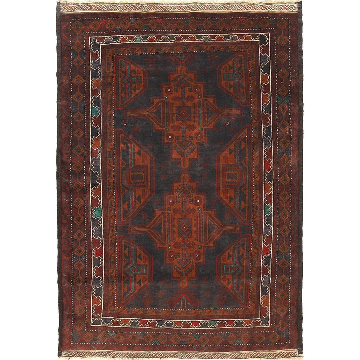 Afghan Baluchi Rug 4' 0" x 6' 1" Hand-Knotted | No. AL11800