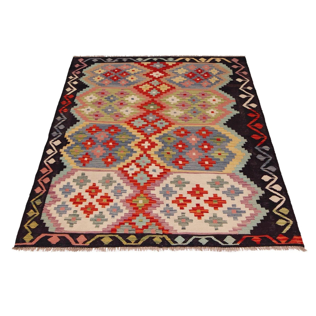 Afghan Kilim Rug 4'11" x 6'8" Flat-Weave | No. AL11814
