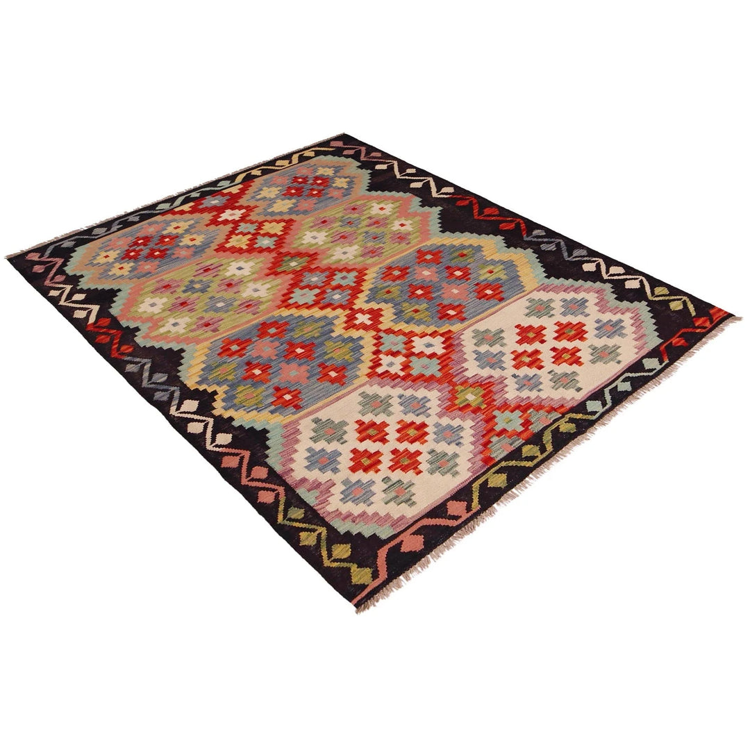 Afghan Kilim Rug 4'11" x 6'8" Flat-Weave | No. AL11814
