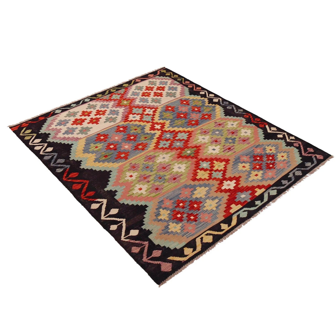 Afghan Kilim Rug 4'11" x 6'8" Flat-Weave | No. AL11814
