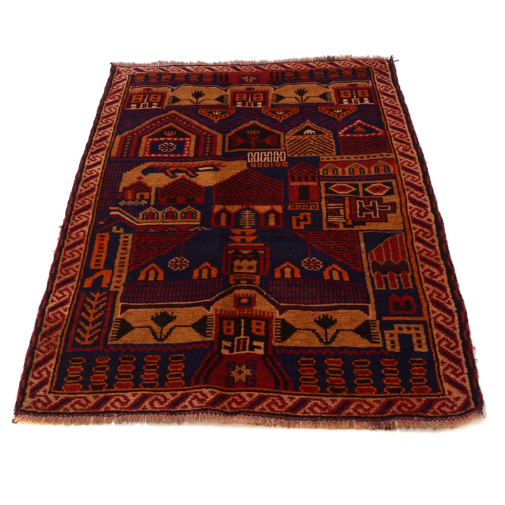 Afghan Prayer Rug 3' 1" x 4' 8" Hand-Knotted | No. AL11855