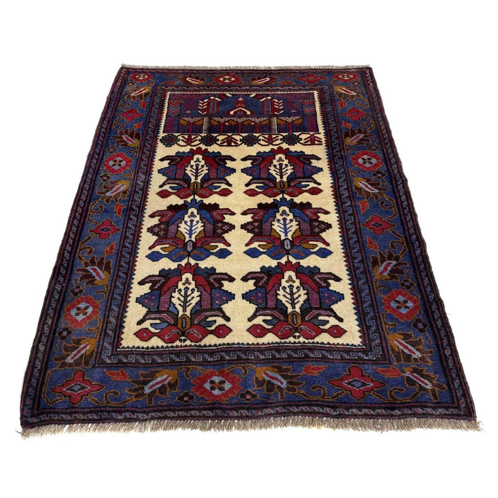 Multicolor Afghan Baluchi Rug 3'7" x 4'6" Hand-Knotted | No. AL11885