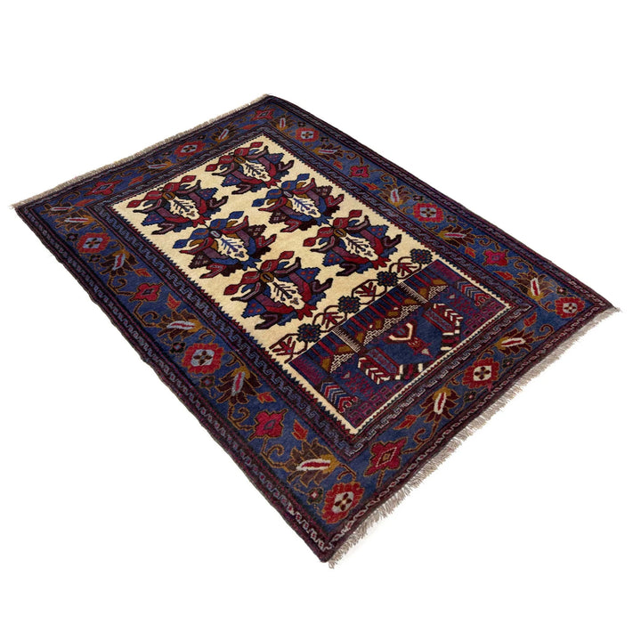 Multicolor Afghan Baluchi Rug 3' 7" x 4' 6" Hand-Knotted | No. AL11885