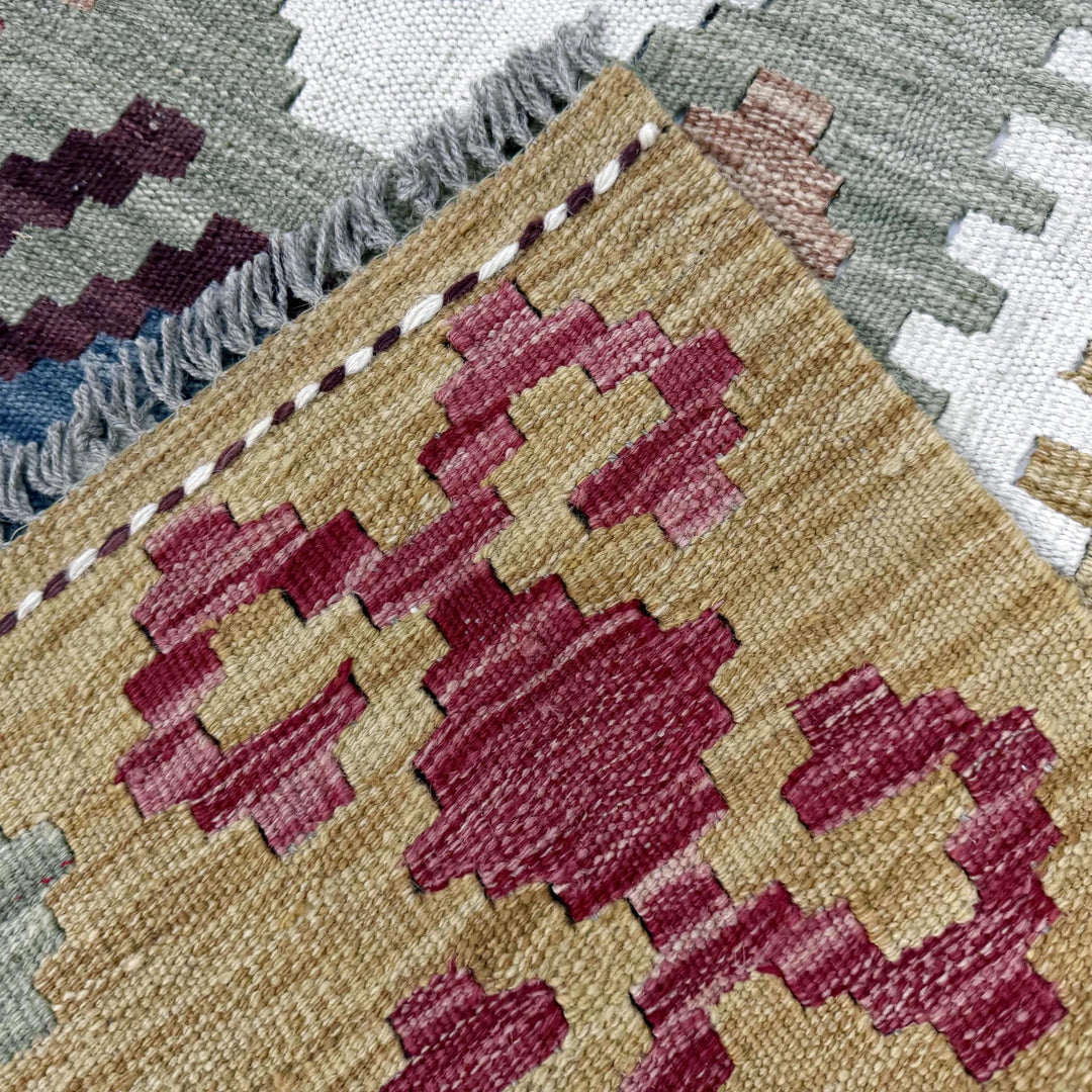 Afghan Vegetable Kilim Rug 3' 2" x 4' 11" Flat-Weave | No. AL118936