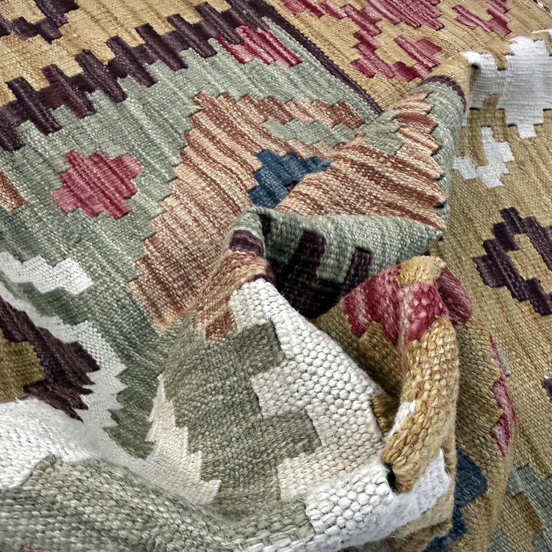 Afghan Vegetable Kilim Rug 3' 2" x 4' 11" Flat-Weave | No. AL118936