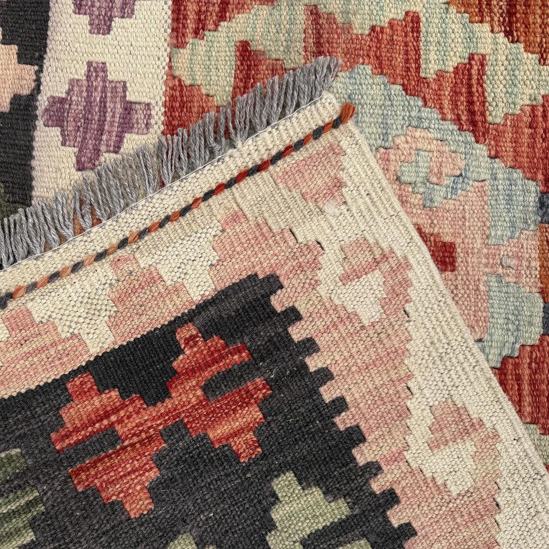 Afghan Vegetable Kilim Rug 6'9" x 9'11" Flat-Weave | No. AL11896