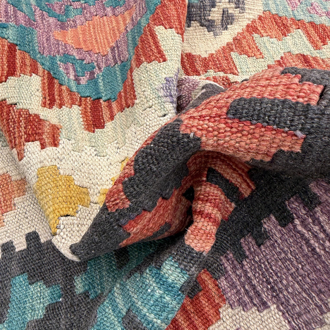 Afghan Vegetable Kilim Rug 6'9" x 9'11" Flat-Weave | No. AL11896