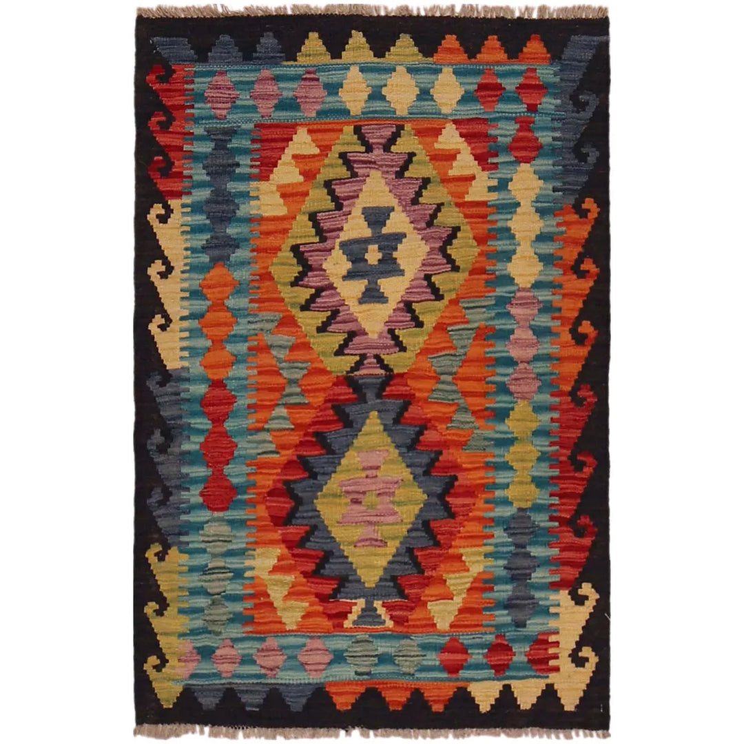 Afghan Vegetable Kilim Rug 2' 8" x 4' 0" Flat-Weave | No. AL11966