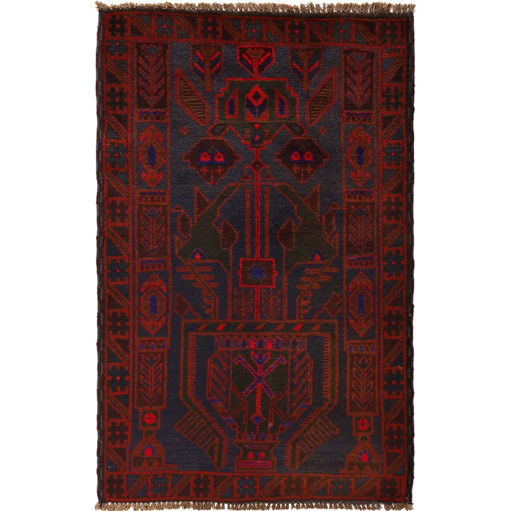 Dark Blue Afghan Baluchi Rug 2' 11" x 4' 6" Hand-Knotted | No. AL11985