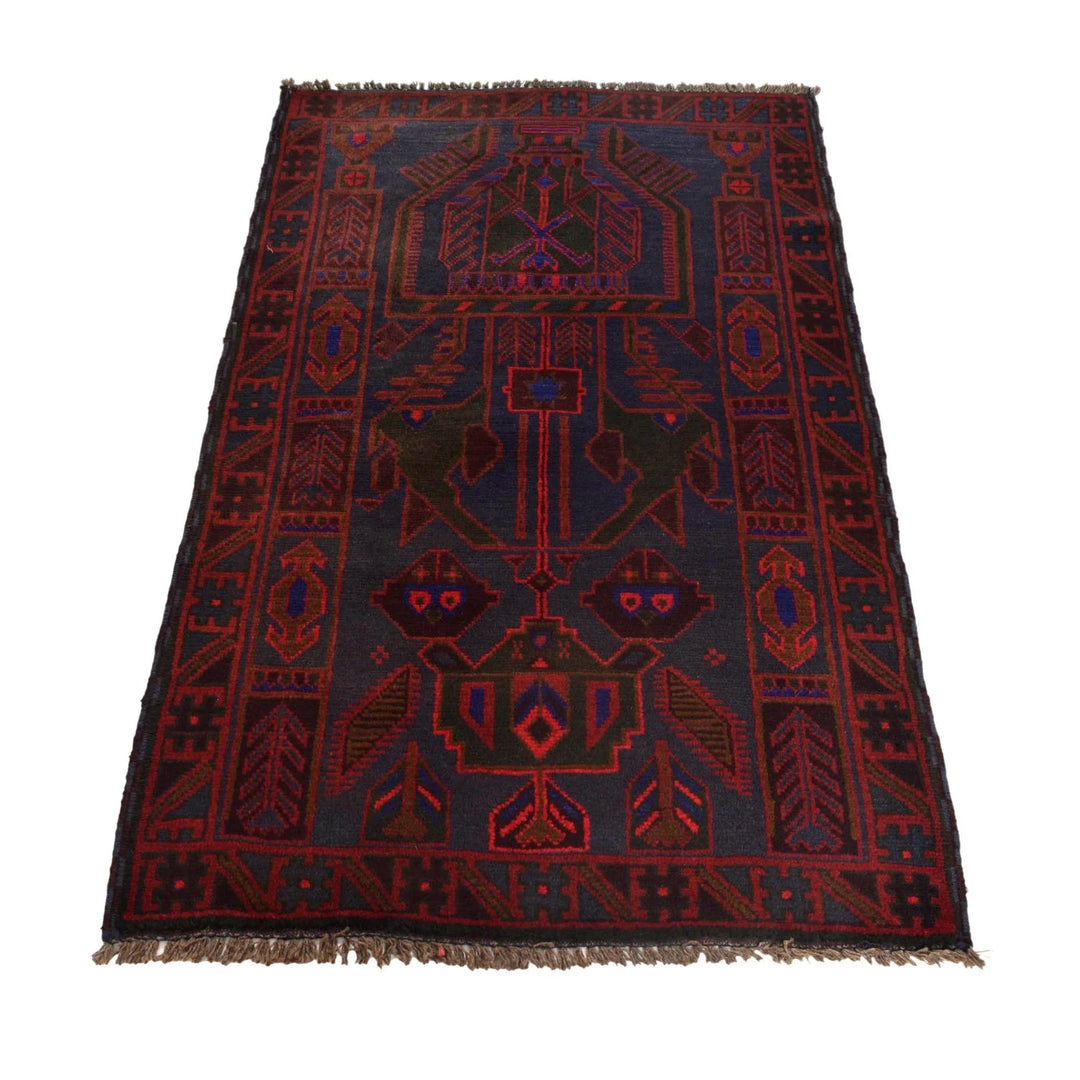Dark Blue Afghan Baluchi Rug 2' 11" x 4' 6" Hand-Knotted | No. AL11985