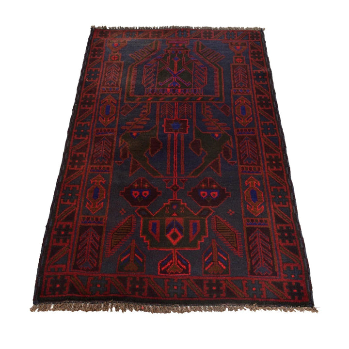 Dark Blue Afghan Baluchi Rug 2' 11" x 4' 6" Hand-Knotted | No. AL11985
