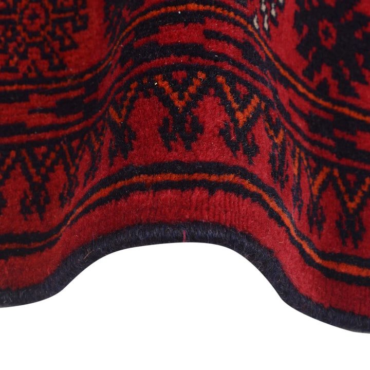 Red Afghan Bokhara Rug 2'6" x 6'3" Hand-Knotted | No. AL12051