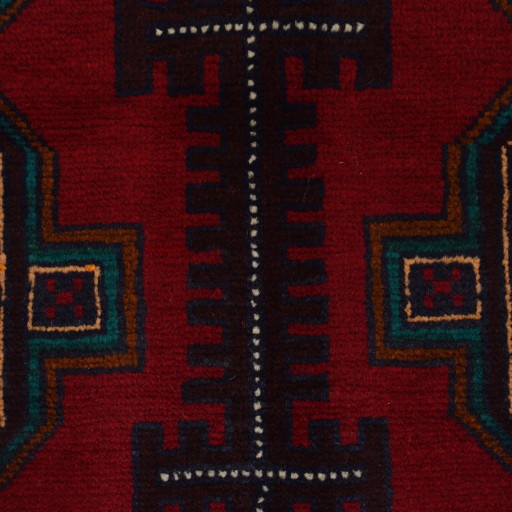 Red Afghan Baluchi Rug 2' 11" x 4' 9" Hand-Knotted | No. AL12125