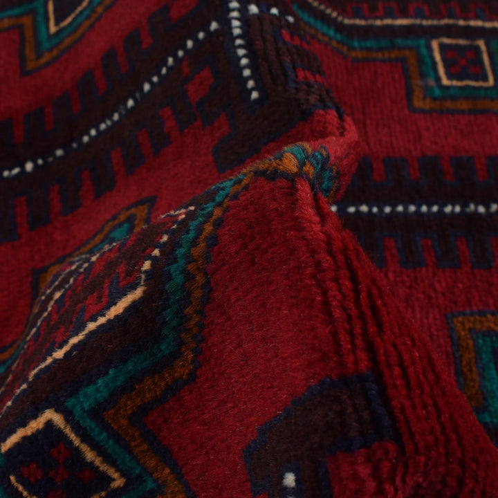 Red Afghan Baluchi Rug 2' 11" x 4' 9" Hand-Knotted | No. AL12125